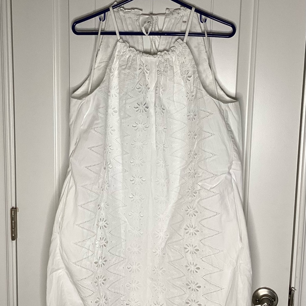 RACHEL Rachel Roy White Midi Eyelet Tunic Dress Medium w/pockets #cottage core